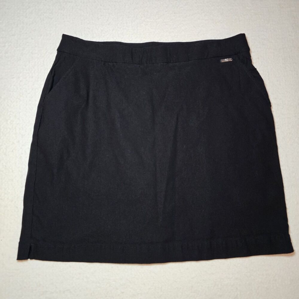 Rafaella Comfort Skort Medium Elastic Waist Casual Black Solid